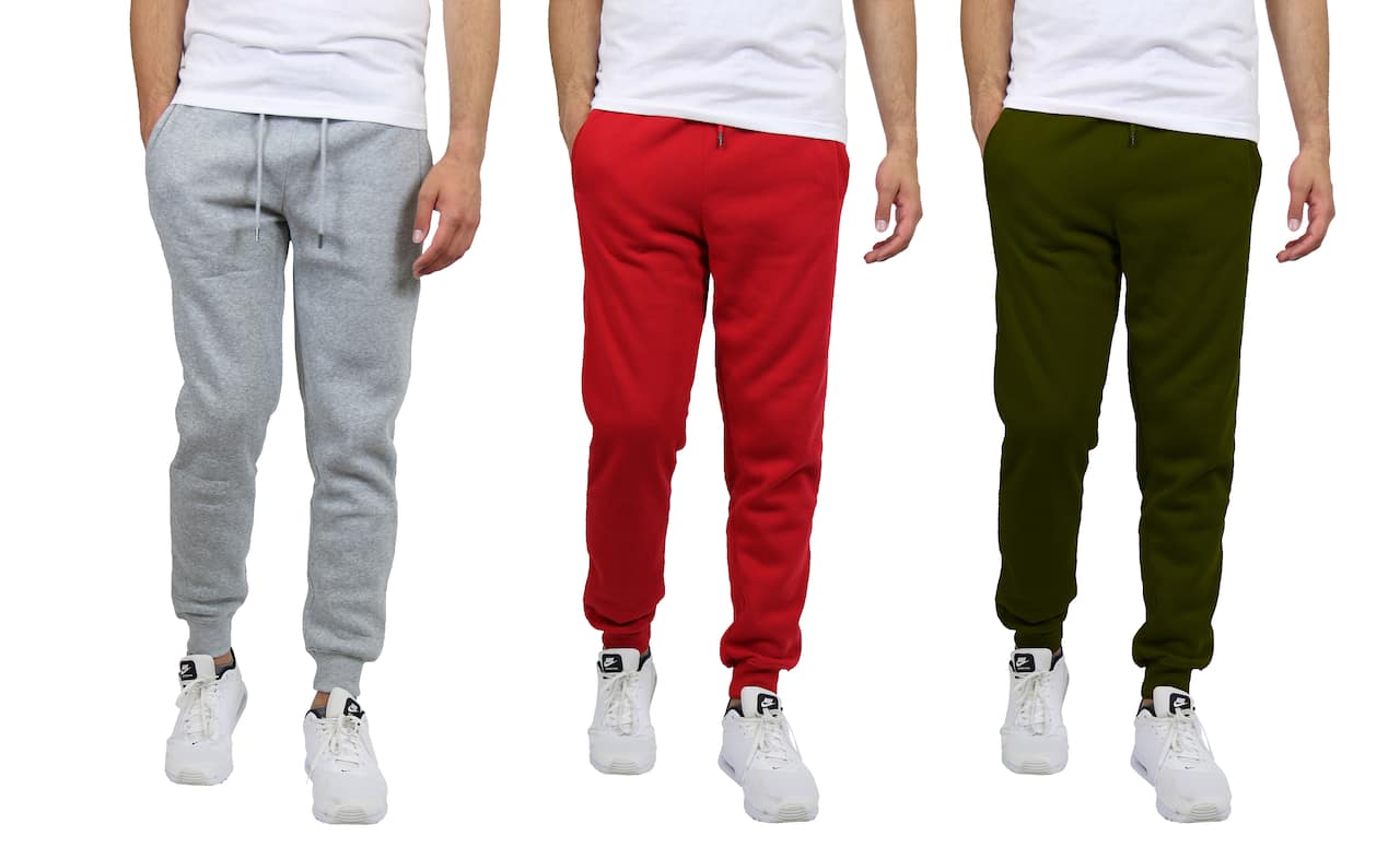 Galaxy by Harvic Men's Fleece-Lined Jogger Sweatpants 3 Pack